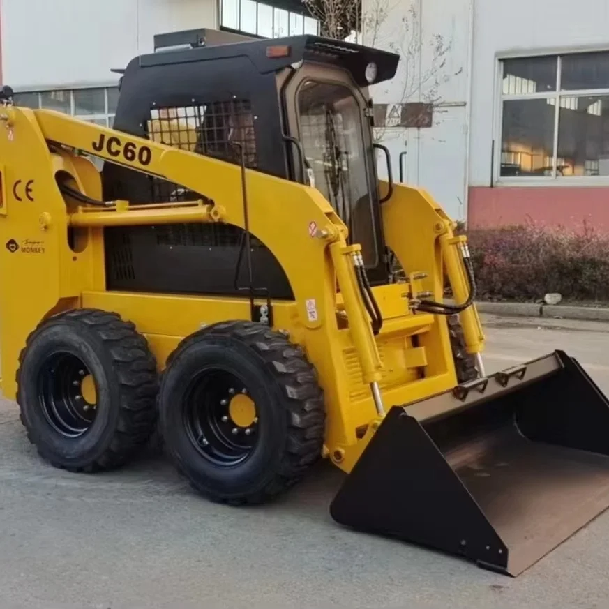 JC60 Skid steer loader China mini backhoe excavator loader wheeled crawler skid steer loader with attachments