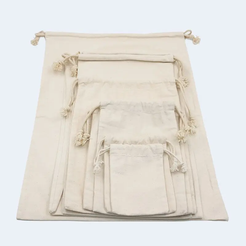 Canvas Drawstring Storage Bag Flour Rice Tea Packaging Pouch