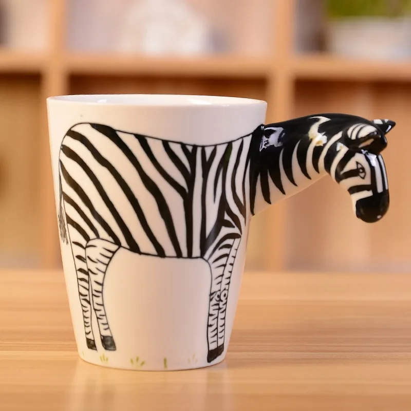 Creative personality ceramic coffee hand-painted 3D animal cover custom LOGO mug