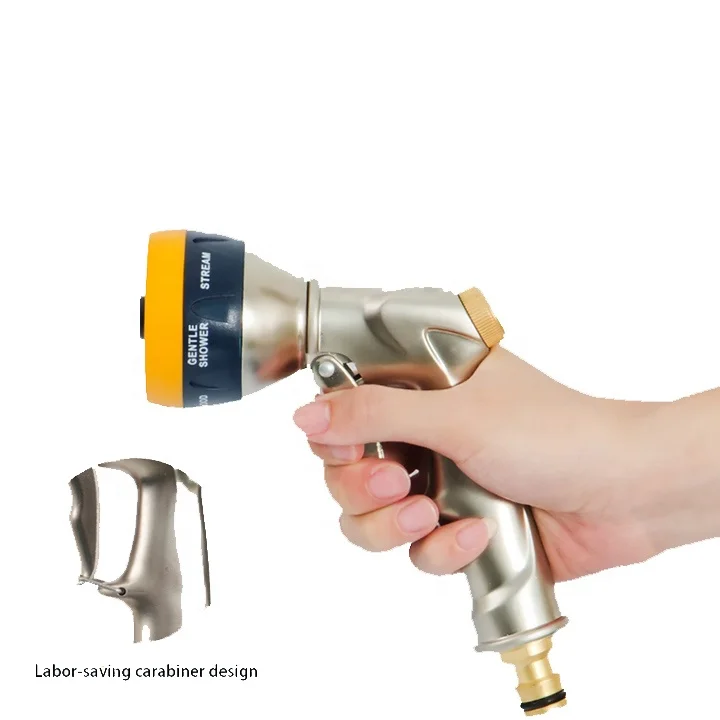 Portable Copper Alloy Spray Water Guns with 7-Pattern Metal Water Jet for Watering Yard