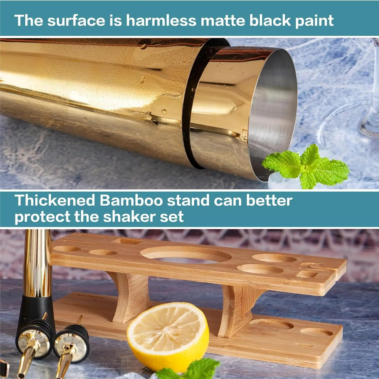 Bartender Kit and Bar Tool Set Clubs Design Tools Wooden Stand Stainless Steel Shaker