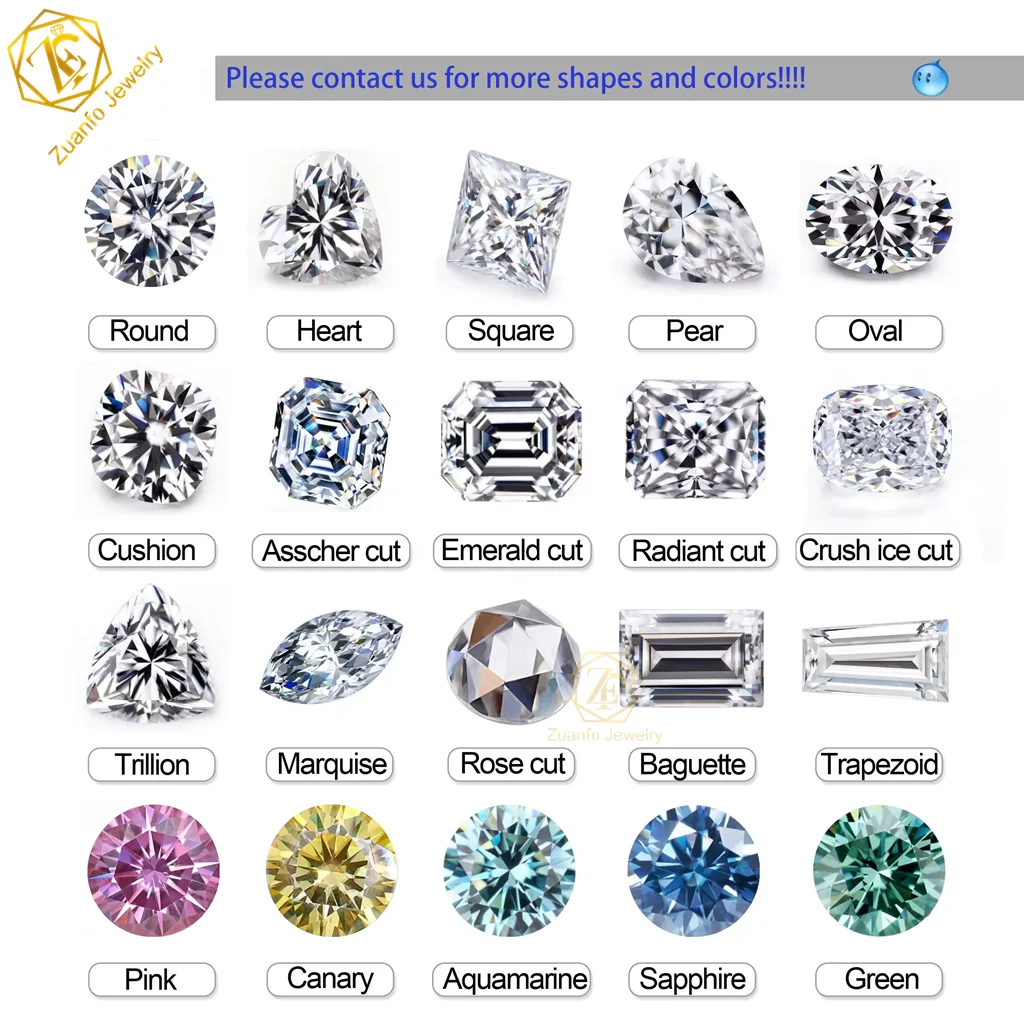 1Carat Loose big Size Gemstone 6.5mm Round Shape Synthetic multiple Color Diamond Moissanite Wholesale Price