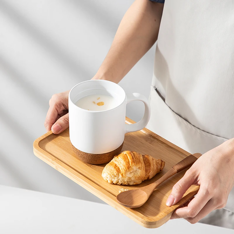 Coffee Mug Sets Factory Wholesale Insulated Cork Splash Proof Lid Ceramic Mugs Party Modern Sustainable HANDGRIP Glazed 7-15days