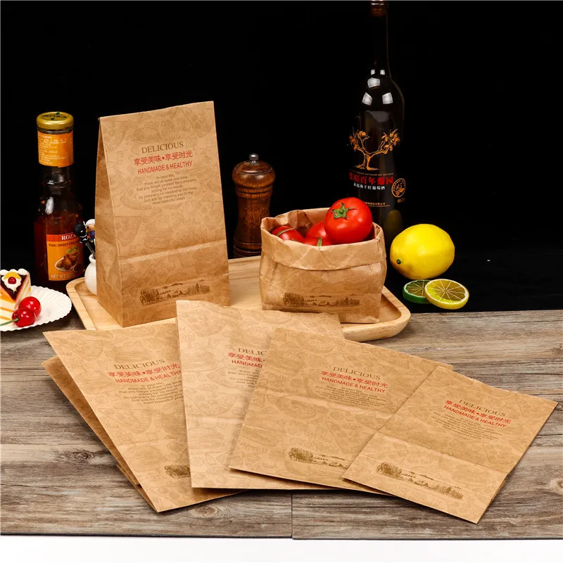 Custom Logo Size Kraft Paper Bags Food Takeout Packaging Shipping  Paper Bags For Food Takeaway