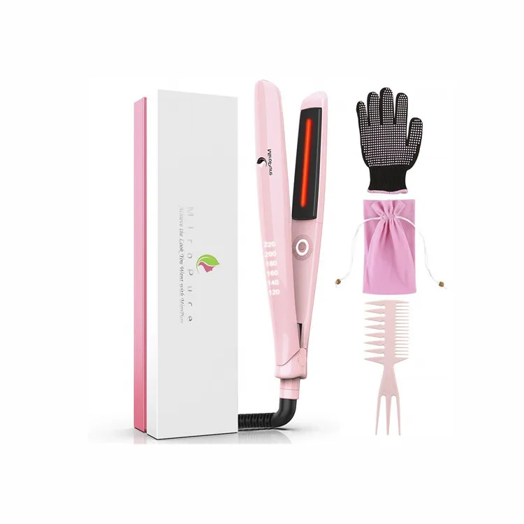 amazing price hair crimper and straightener with heat resistant glove and comb  , flat iron set for thin bleached wavy or curled