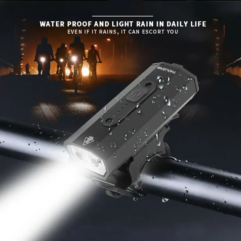 Custom Logo USB Rechargeable Bicycle Light 2xT6 LED Bike with Aluminium Handlebar Mounting Power Supply Battery