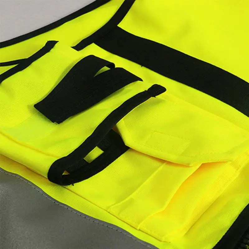 Multi Function Traffic Security Safety Vest Custom Safety Vest High Visibility Green 100% Polyester Reflective Vest