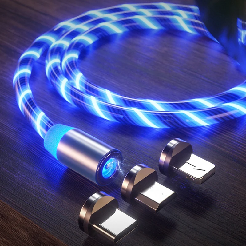  Оптовая продажа магнитный USB-кабель для быстрой зарядки аксессуары телефонов кабель USB Светодиодный светящийся Micro Lighting кабели передачи