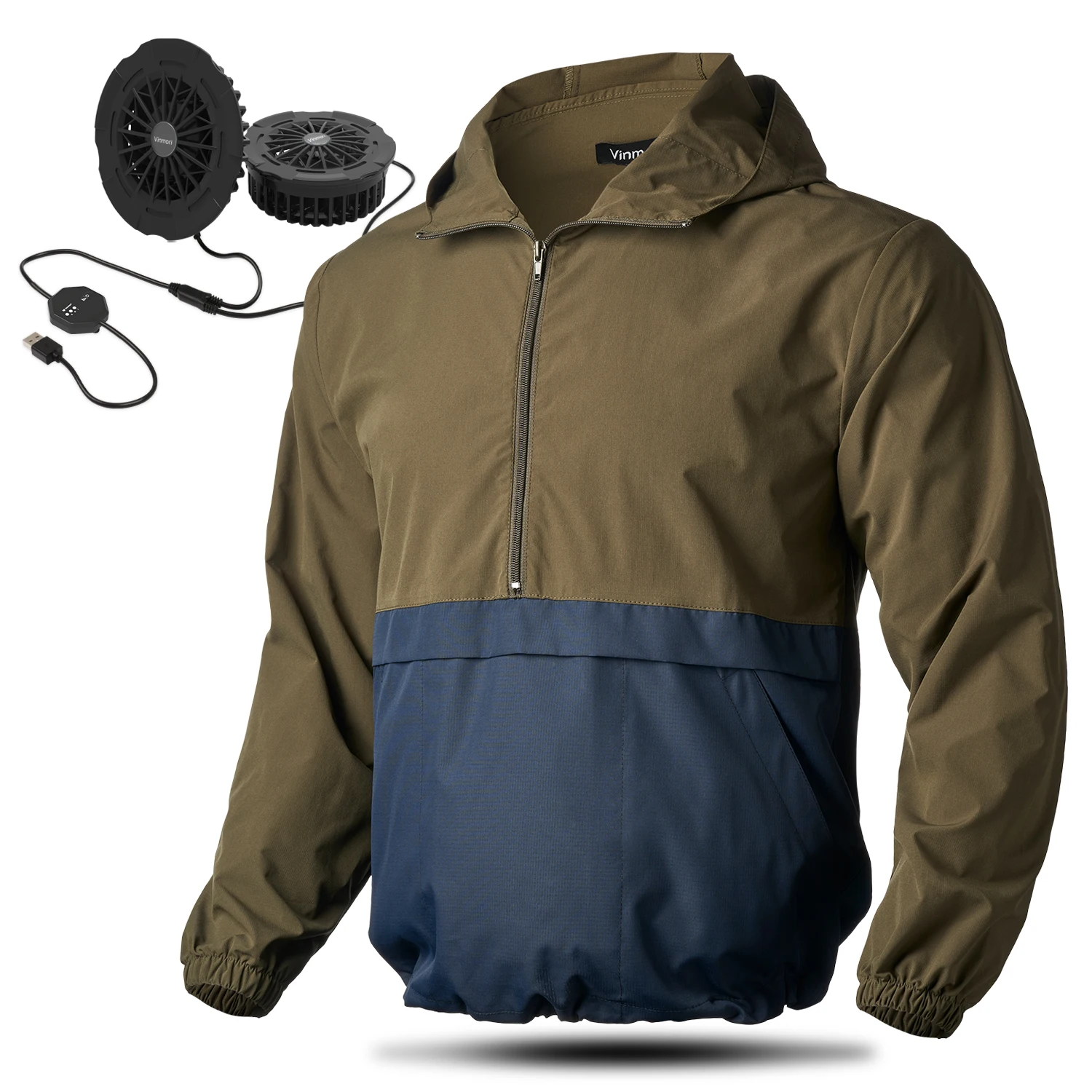 Summer outdoor Fan cooling  jacket PLUS size mens  air conditioning Hooded jacket Fan Cooling Cloth