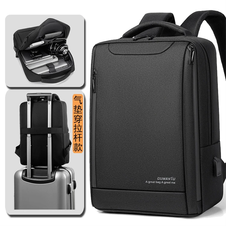 2024 school blue waterproof travel business laptop anti-theft backpack with usb charging port