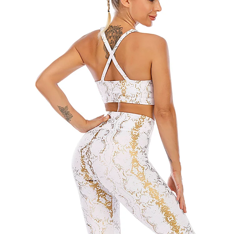 Legging yoga set fitness clothing sets yoga two piece set animal printing gym workout clothes