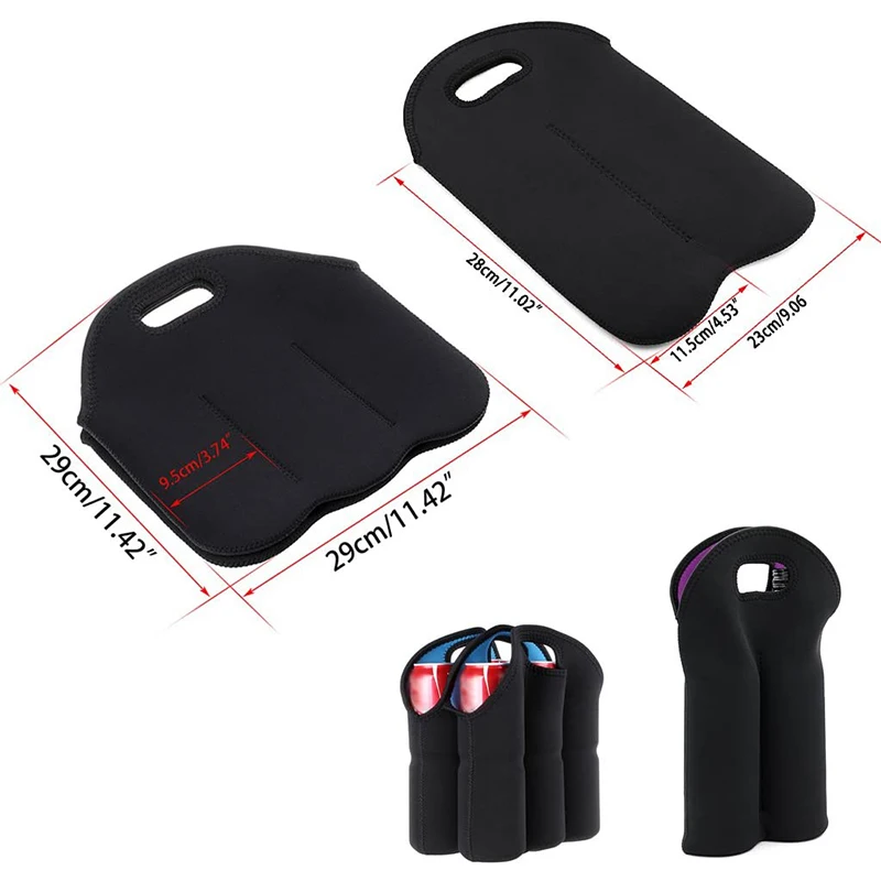 Custom Insulated Neoprene Wine Bear Can Carriers Bag Tote Bag for Travel with Carry Handle Cooler Bottle Sleeves