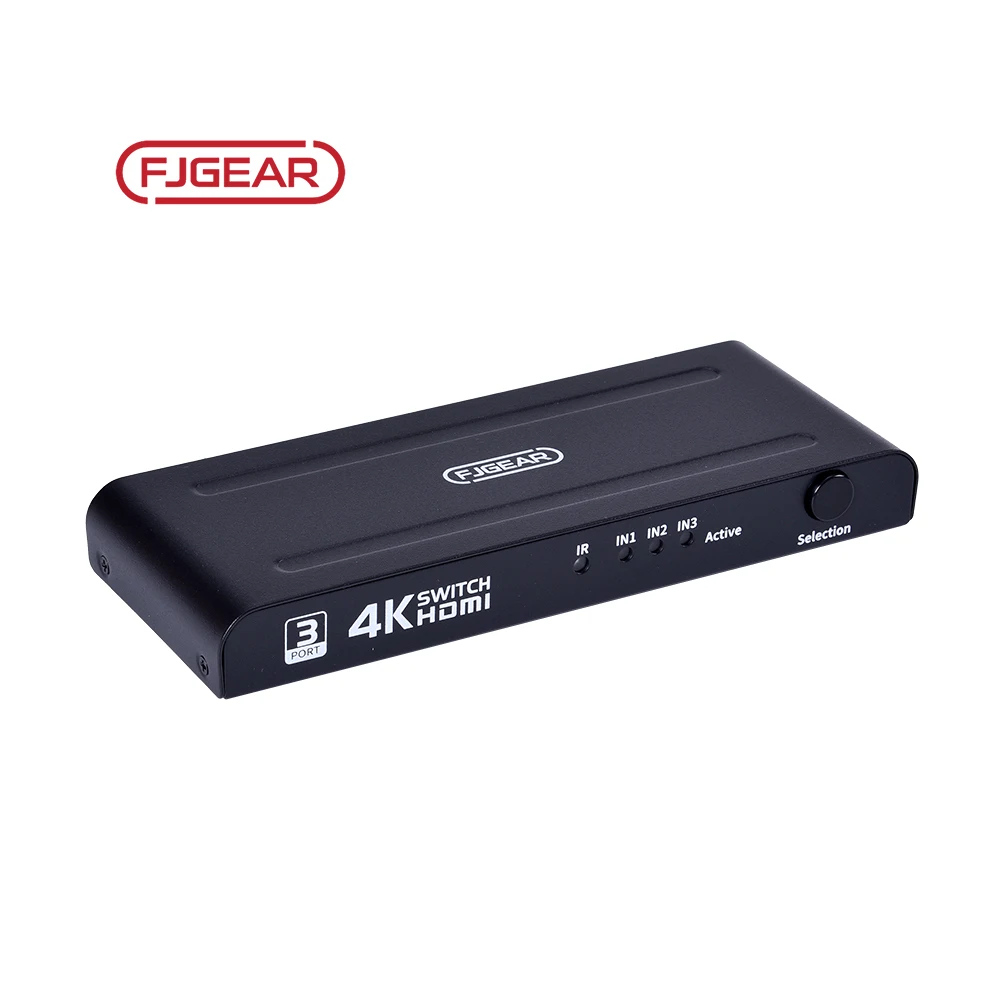 FJGEAR cheap and fine 3 ports HDMI HD video switcher 3840*2160/30Hz selector hdmi kvm switch hdmi