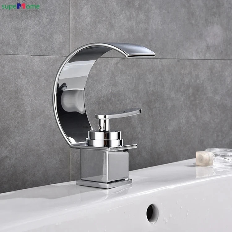 Modern Bathroom Mixer Tap Black Gold Wash basin Faucet Single Handle Hot and Cold Waterfall Basin Faucet