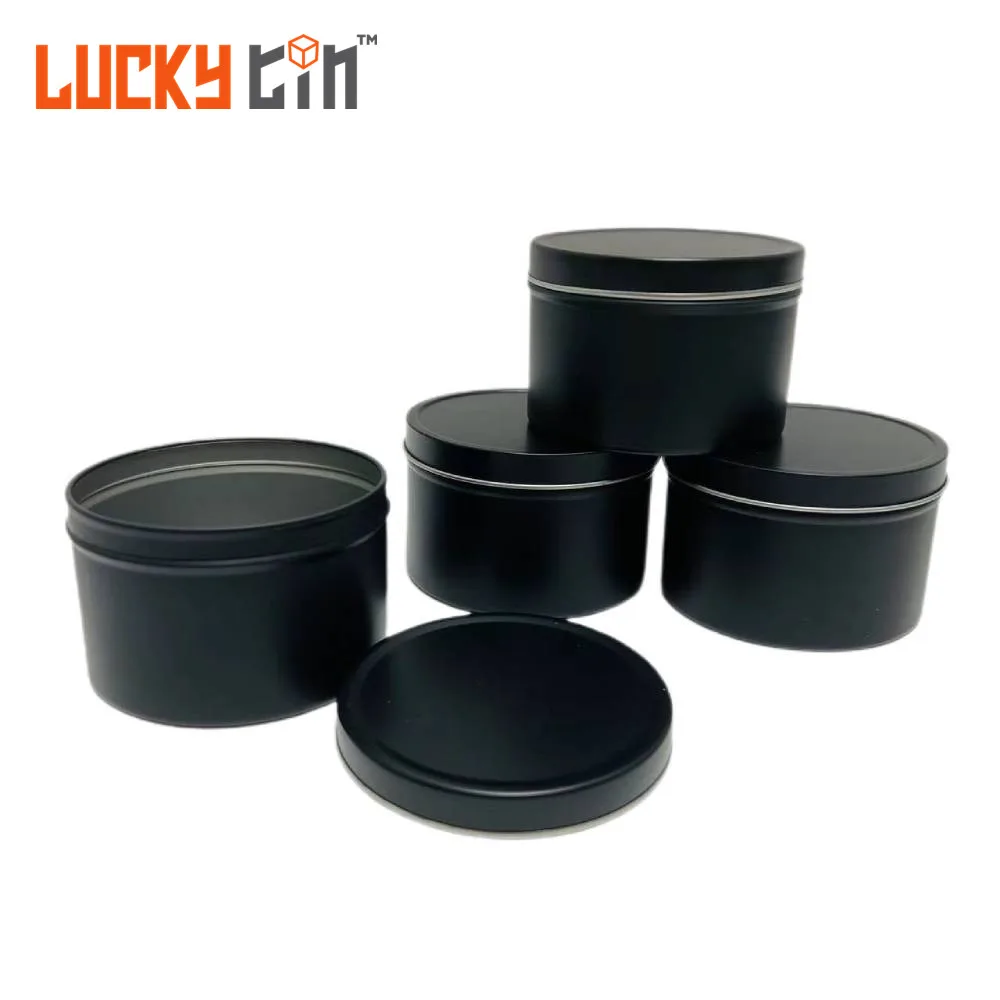 New Product Idea Empty Round Box Matte Black Metal Can Soy Candle Tin For Candle