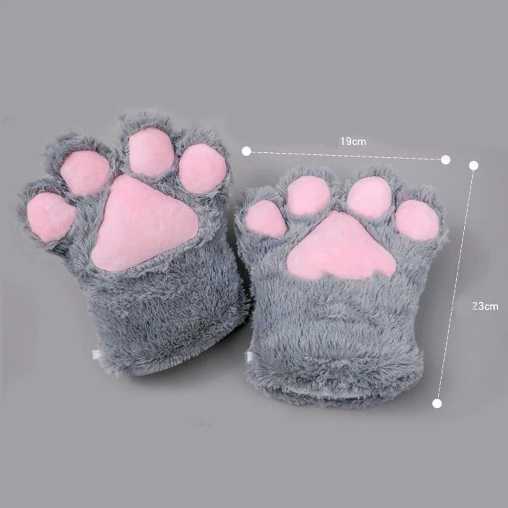 1pcs Women Girls Cute Cat Kitten Paw Claw Warm Gloves Mittens Soft Anime Cosplay Plush For Halloween Party Accessories Gift NEW