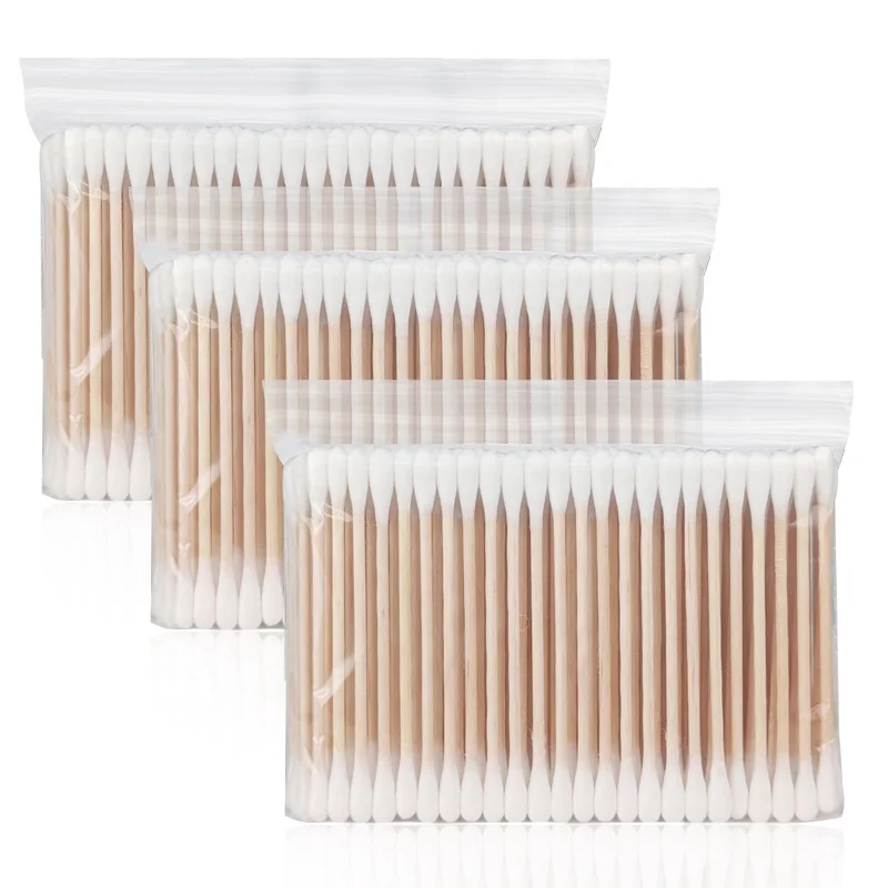 Customized Wholesale Disposable wooden cotton buds of Home Outing Portable Cotton Swabs