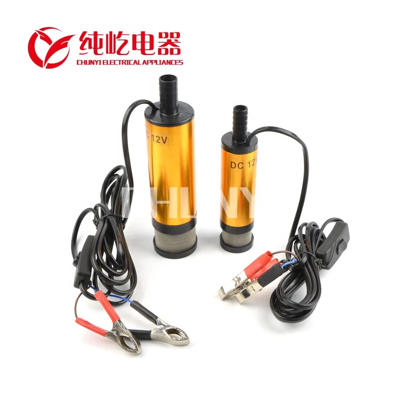 DC12V38mm/51mm Diesel Water Oil Fuel Transfer Pump Car Truck Camping Submersible Connection To BatteryElectrical Immersion Pump