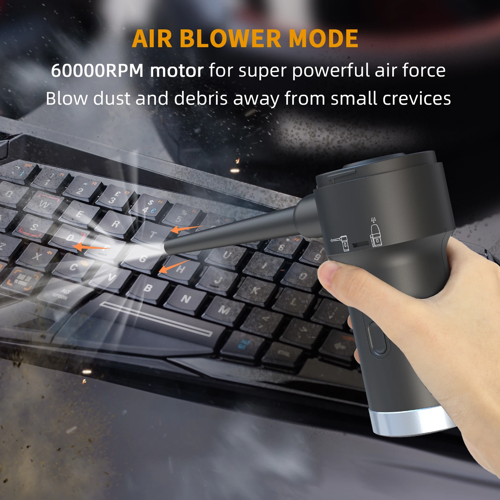 OPOLAR Cordless  Air Duster Rechargeable Computer Car Blower Duster Compressed Keyboard Cleaner Electric Cordless Air Duster