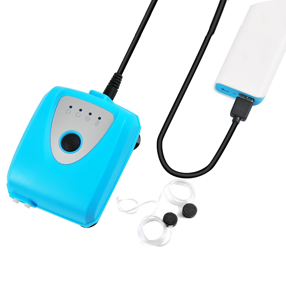 Portable Mini Battery Powered Aquarium Air Pump Fish Oxygen Pump Tank Fish Bowl with Air Tube Air Bubbler Stone