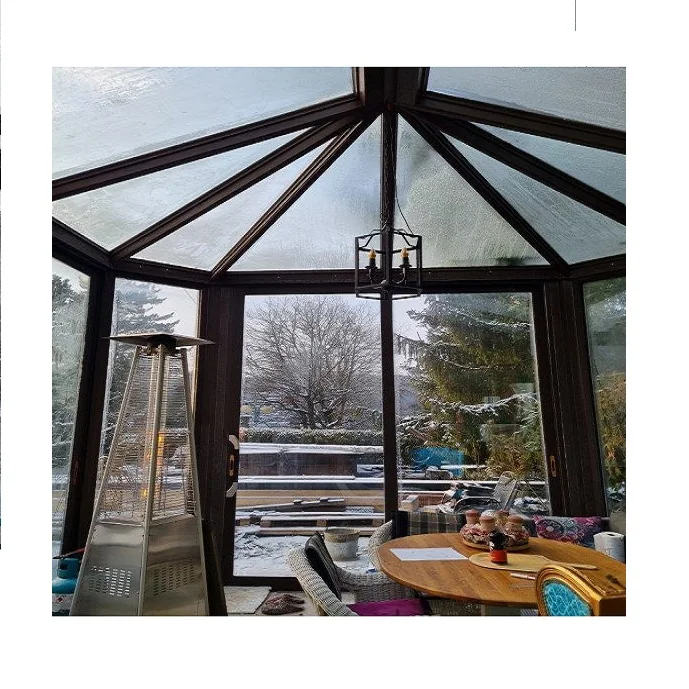 2024 slope roof anti rust frame heavy snow load winter garden conservatory with insulated glass for outdoor kitchen