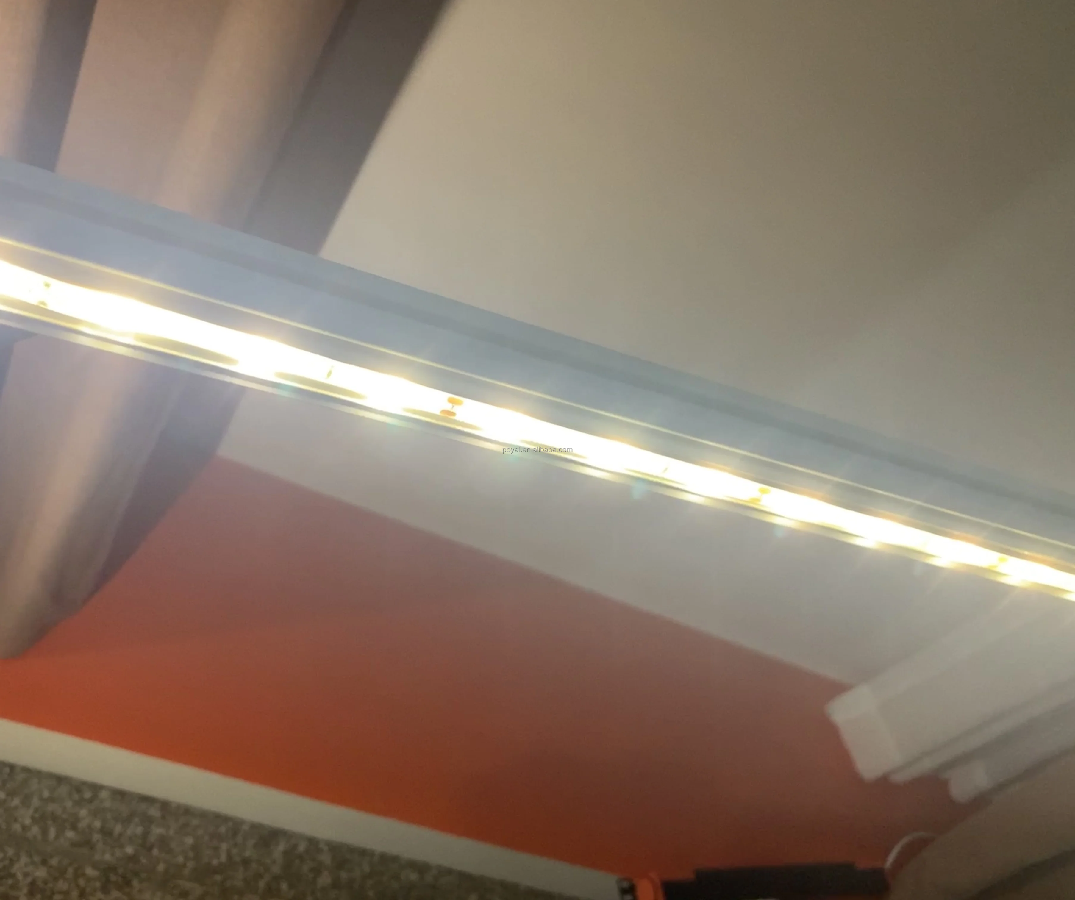 POYAL Custom Length Aluminum Electric Guide rail  Tuya Smart Ceiling Curtain Track with LED Lights