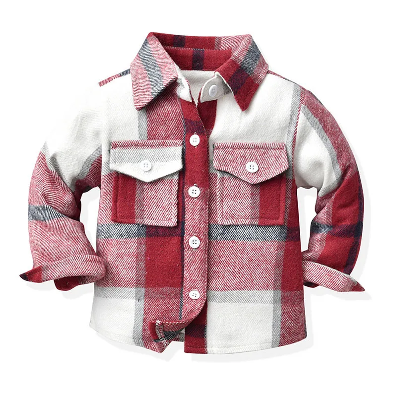 Wholesale winter thick fleece kids shirt little girls clothing plaid coat for girls fashion flannel shirts
