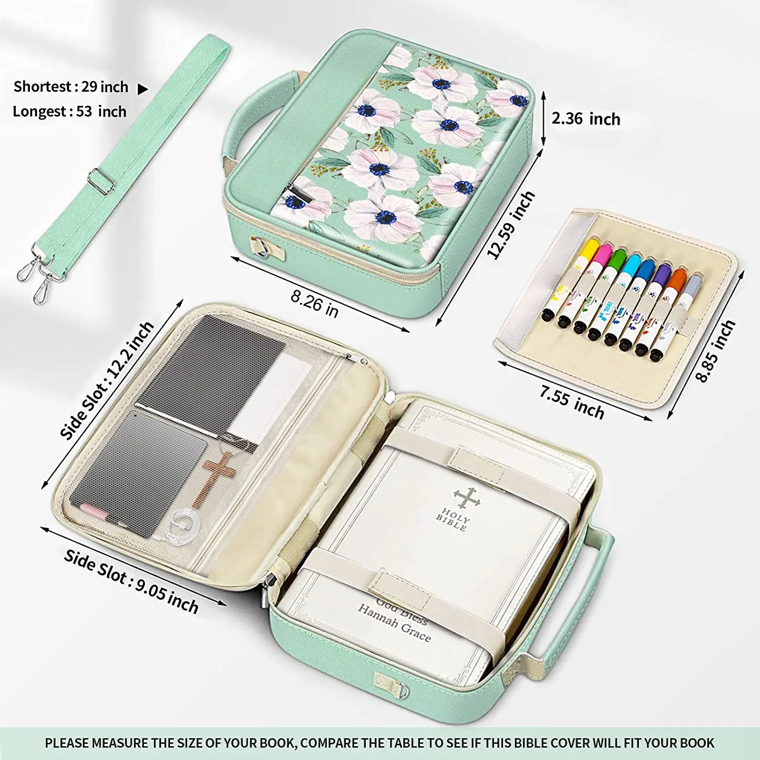 BSCI OEM  Girls Bible Cover Case Bible Bag Carrying Church Book Case