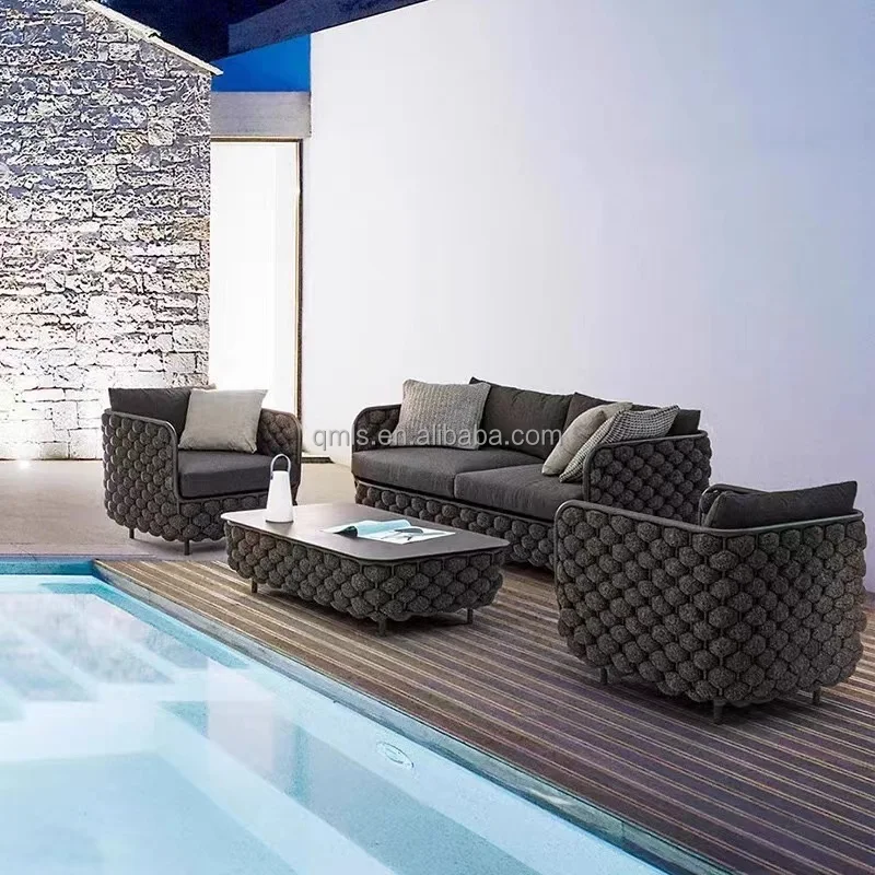 Garden sets  European and American  rattan outdoor furniture with waterproof seat cushion,  color, customizable