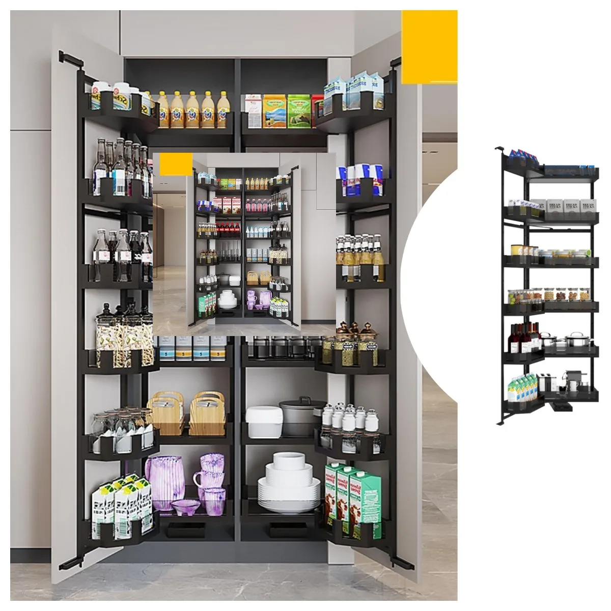 Morden design hight kitchen cabinet accessories pantry organizer storage unit basket