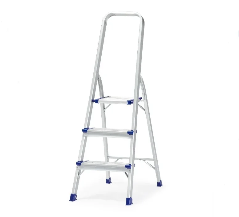 MOQ 20 PCS folding 3 step aluminum ladder, Household Foldable Ladder With Handrail