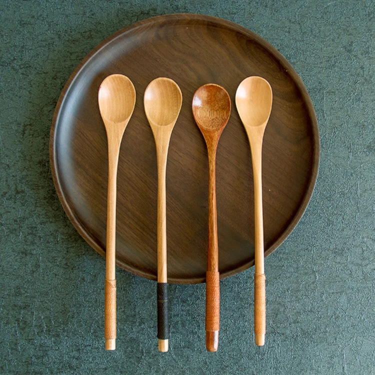 Wooden round Coffee Sugar Spices Tea custom bamboo spoon