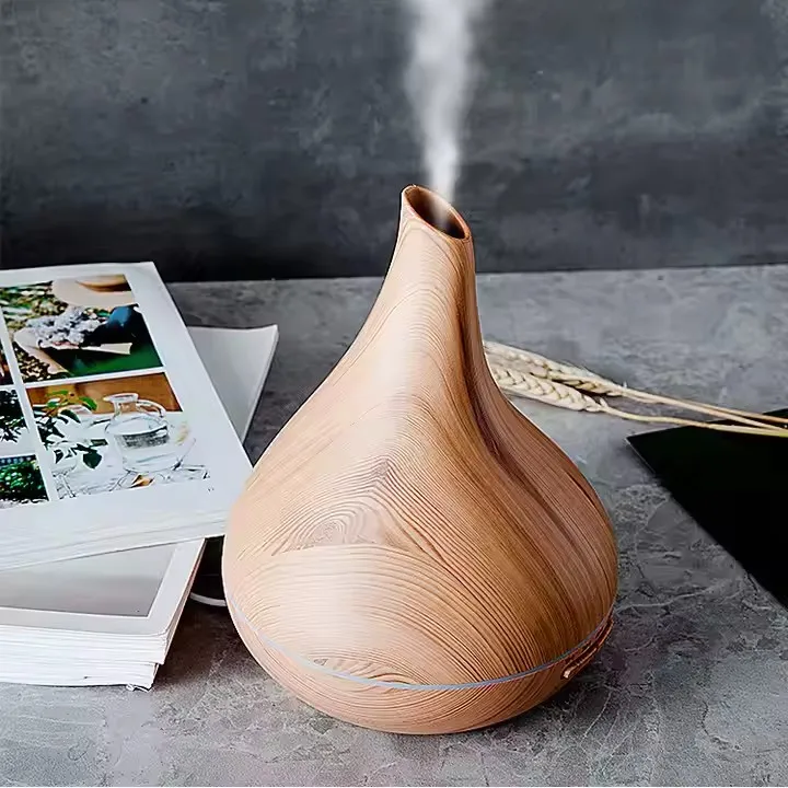 Essential Oil Aroma Diffuser With Wood Grain Aroma Diffuser 7 Color Led Light Home Ultrasonic Air Humidifier