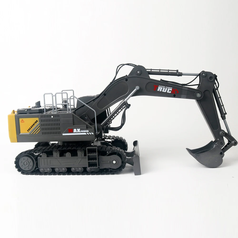 15 Channel Large Alloy Spray RC Excavator 52CM Big Remote Control Grey Excavator Construction Engineer Machine Rc Car Toys Truck