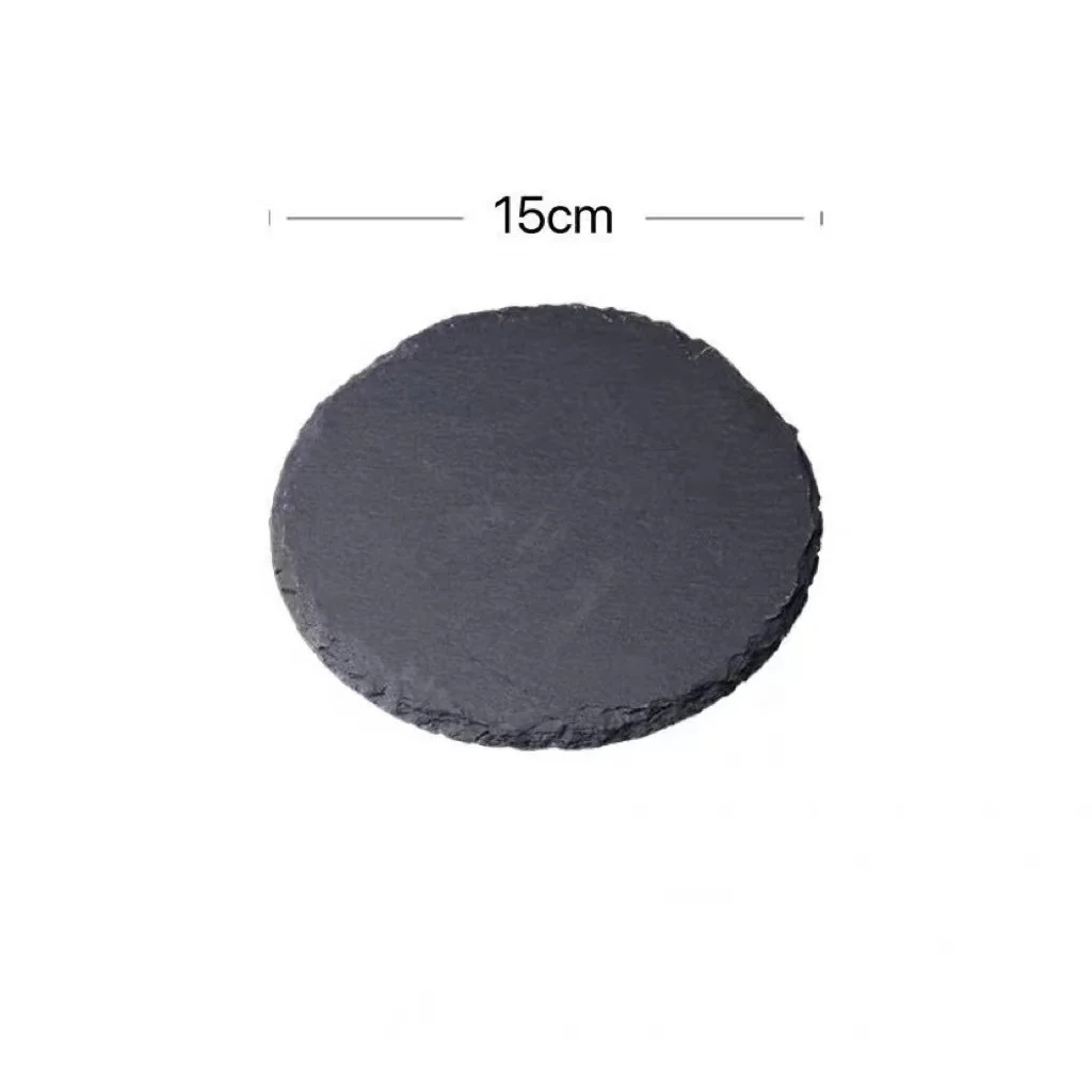 Round Slate Stone Plates Restaurant Sushi Stone Tray Wholesale Dinner Plate Black Serving Dishes For Catering Hotel