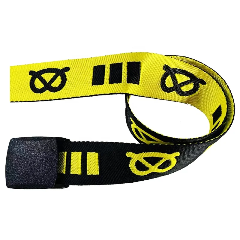 Wholesale Custom Woven Outdoor Nylon Fabric Mens Belt Automatic Plastic Buckle Fashion Jacquard Printed Polyester Belt With Logo