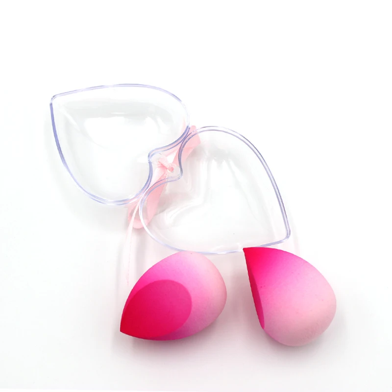 Cosmetics Puff Blender Kit Non Latex  2 Makeup Sponge Tear Drop Heart Case Cosmetic Puff