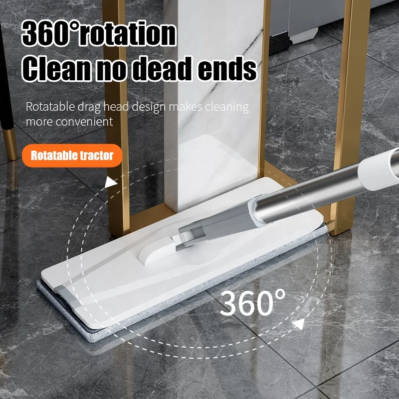 
Micro Fiber Bathroom Clean Rotating Replacement Heads Floor Mop and Bucket Kit 