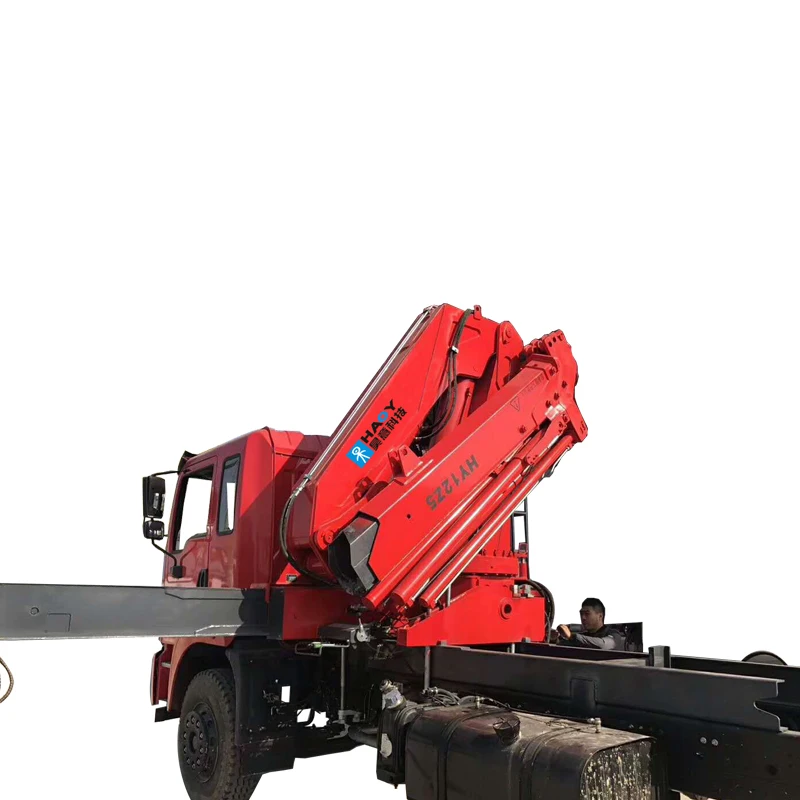 HAOY Wireless Remote Control with Joystick 12 Ton Hydraulic Folding Arm Articulated Knuckle Construction Truck Crane