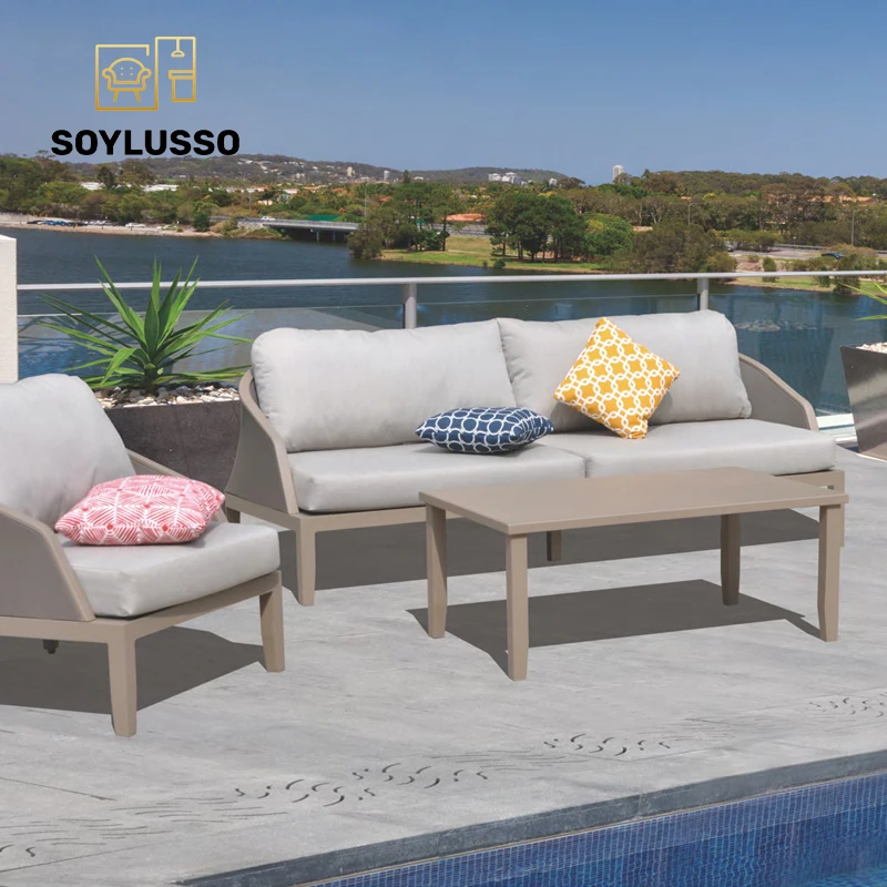 French Italian industrial style designer soft seat comfortable living outdoor garden sofa chair set furniture for coffee