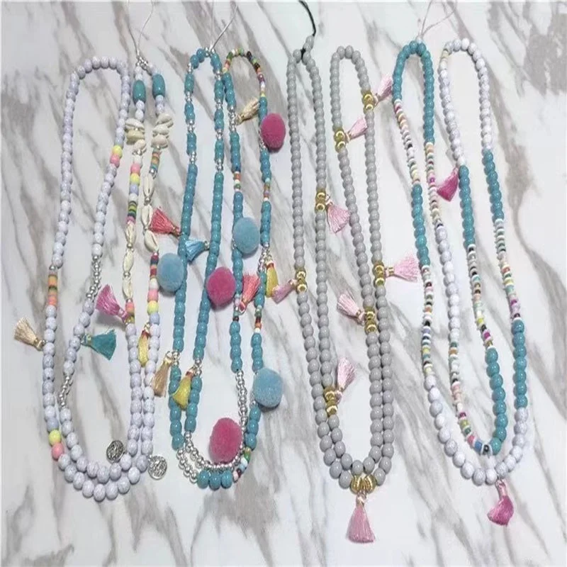 2021 Fashion Decoration Mobile Phone Chain Accessories Men And Women Can Use Color Bead Tassel Chain  Phone Strap