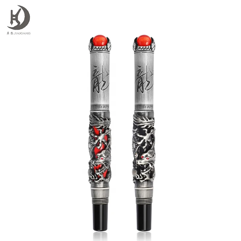 Ручка jinhao dragon, перьевая ручка с жемчугом и украшениями на верхней части, тяжелая перьевая ручка