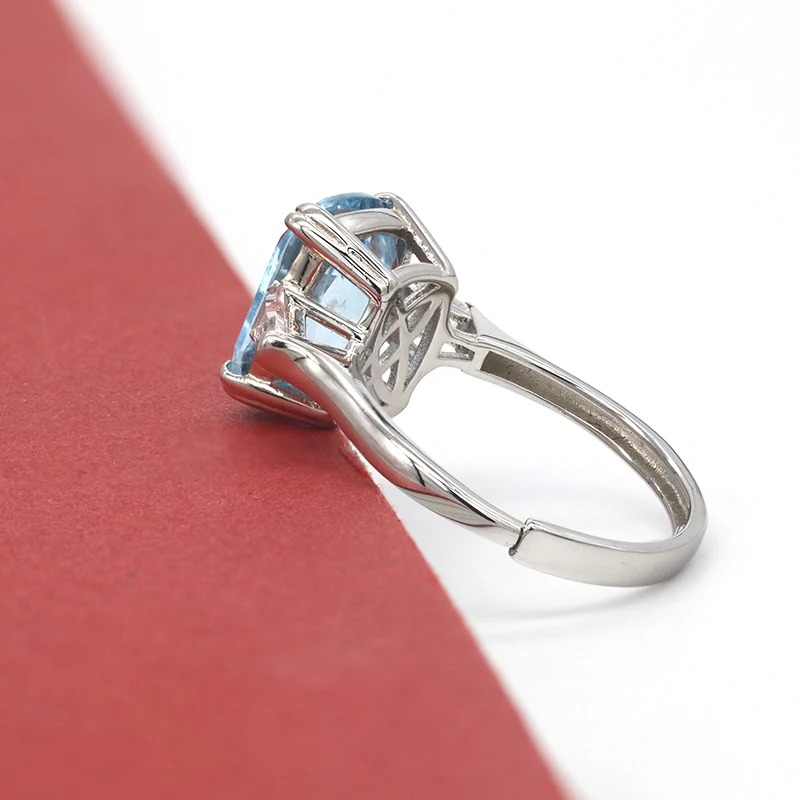 Silver 925 Swiss Blue Topaz Gemstone Rings Mens 18K Gold Plated Turkish Ring With Oval Gem Stone