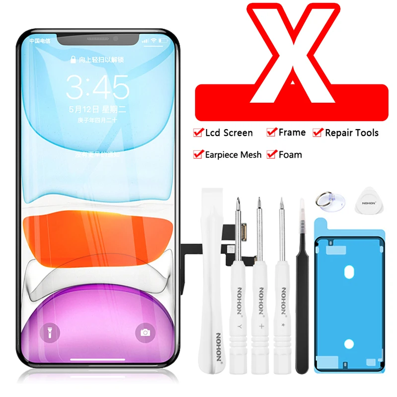 NOHON New Arrival Oled Gx Hex Lcd Screen Replacement For Iphone X Lcd Display With Touch Digitizer Assembly