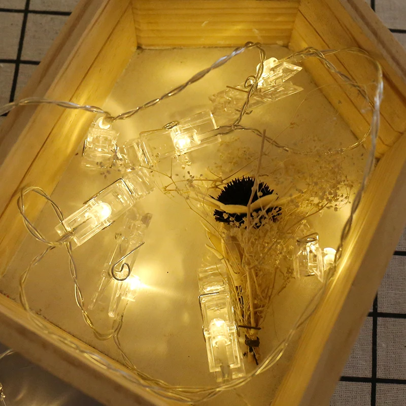 Battery Operated Waterproof Colored led garland card photo clip led string light