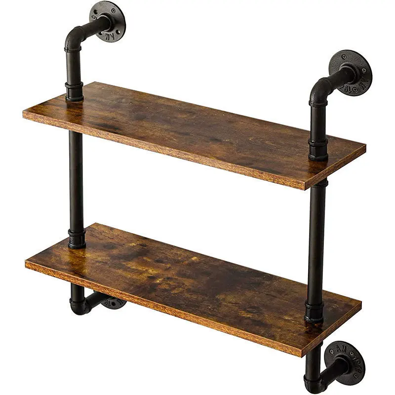 Industrial Pipe Floating Bathroom Shelves with Wood Planks Wall Mounted Rustic 3 Tier  Wood Shelf  Towel Rack Shelf Over Toilet