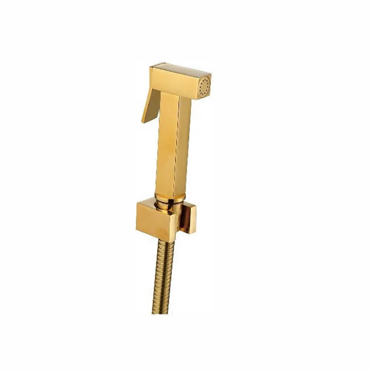 Sky-9050 whole set brass square gold wall mounted shower shattaf button type hand spray bathroom bidet faucet