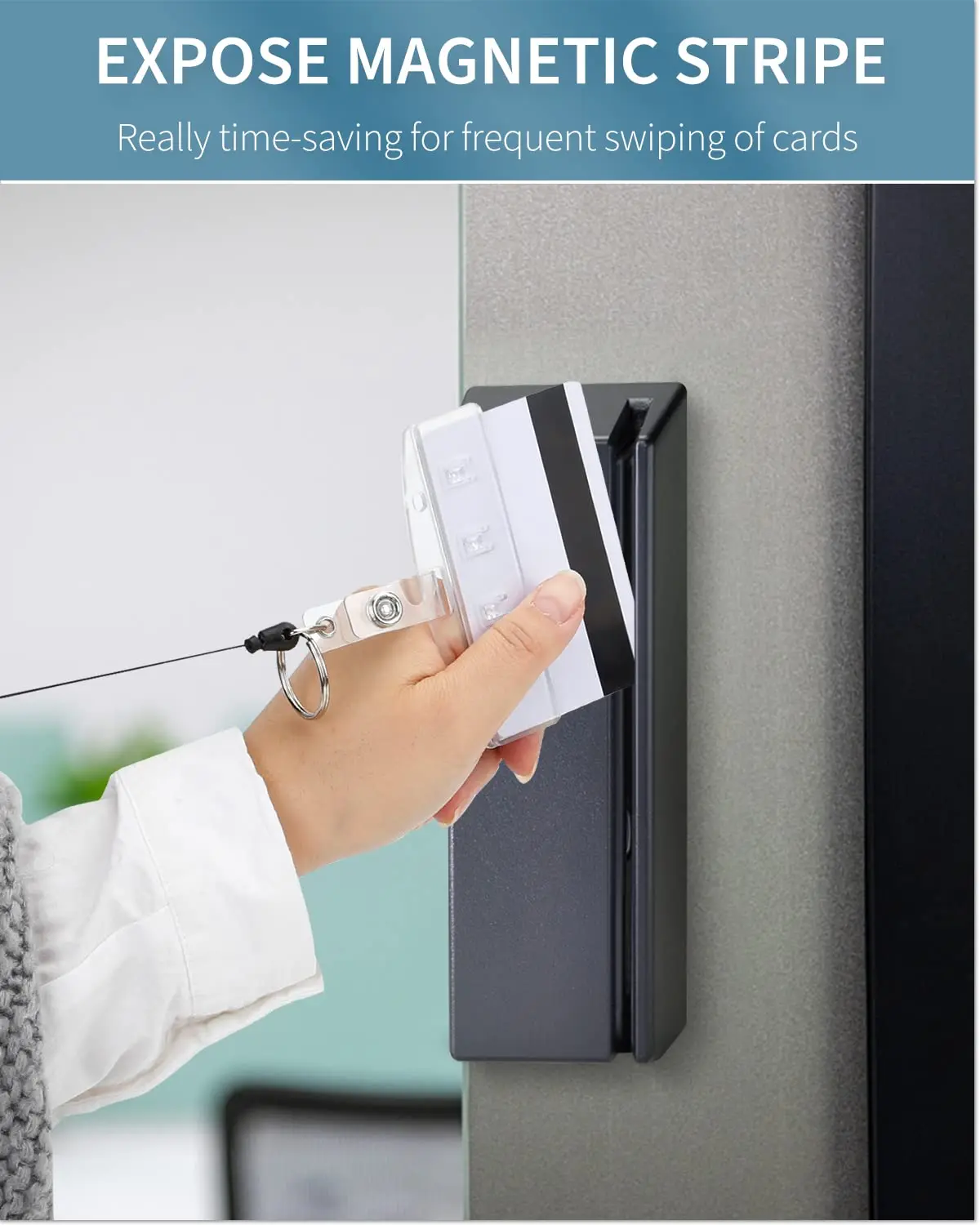 Horizontal Half Card Badge Holder Hard Transparent Protector Sleeve Frosted Pouch Gripper for POS Magnetic Swipe Credit Cards