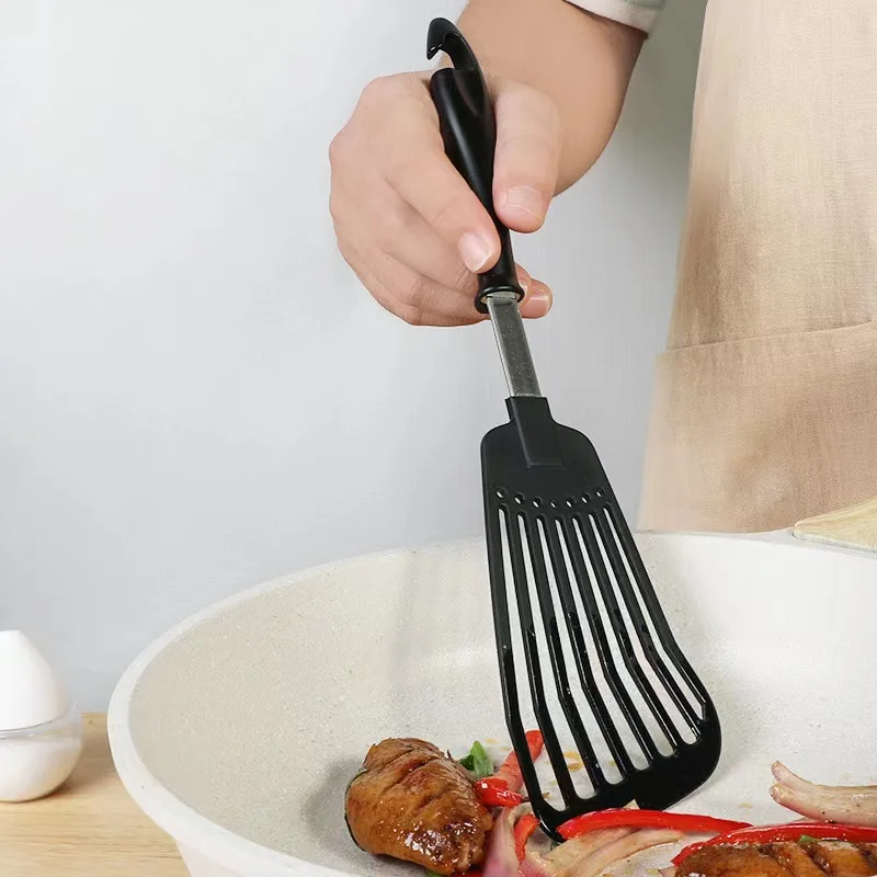 Nonstick Cookware Wide Nylon Blade Spatulas Rubber Turners Kitchen Tool Sturdy Slotted Spatula for Fish Egg Meat