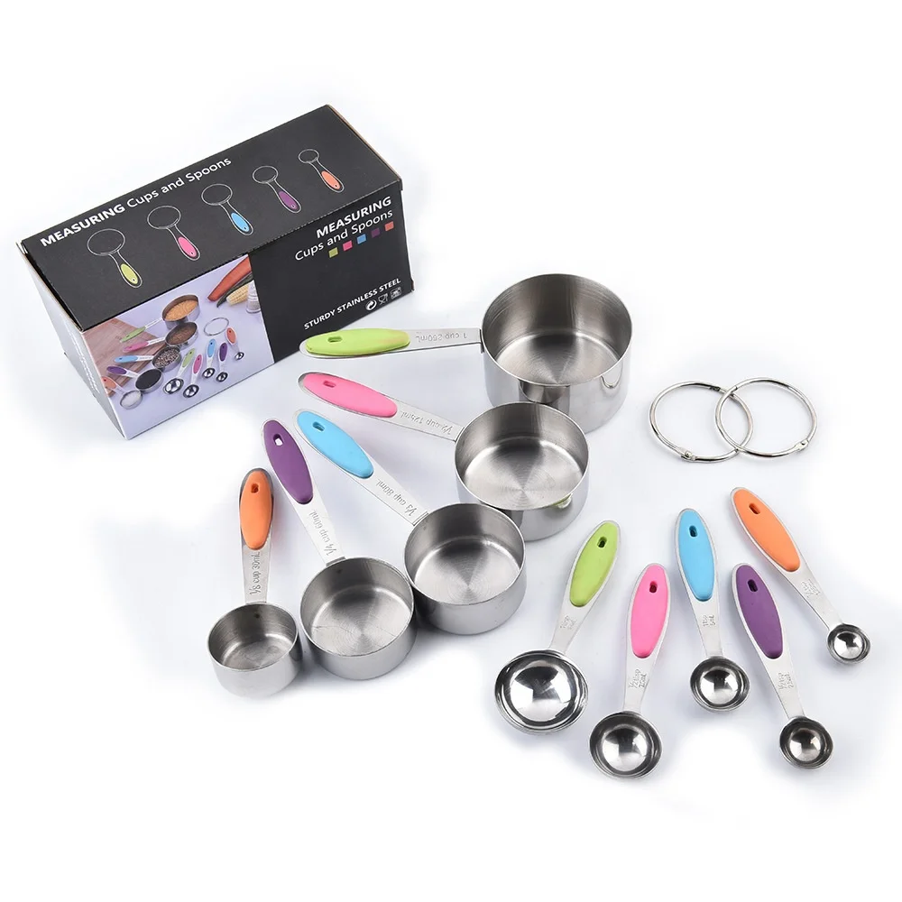 universal gold double tea end collapsible 5g stainless 30ml steel 10pcs baking silicon measuring cups and spoons set